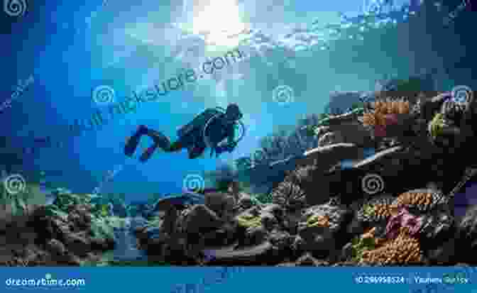 A Diver Gracefully Glides Through A Vibrant Coral Reef, Surrounded By A Kaleidoscope Of Marine Life. A WALK ON THE DEEP SIDE