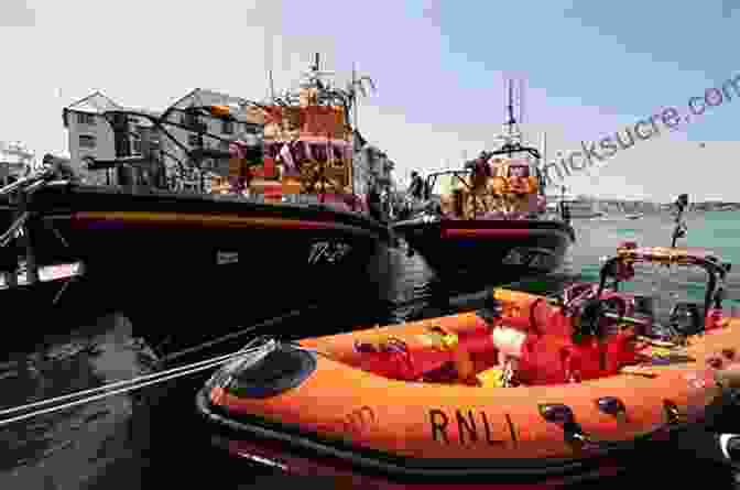 Falmouth Lifeboat Crew Paying Tribute At A Memorial Service. Falmouth Lifeboat 2024 Service Log: Falmouth Lifeboat 2024