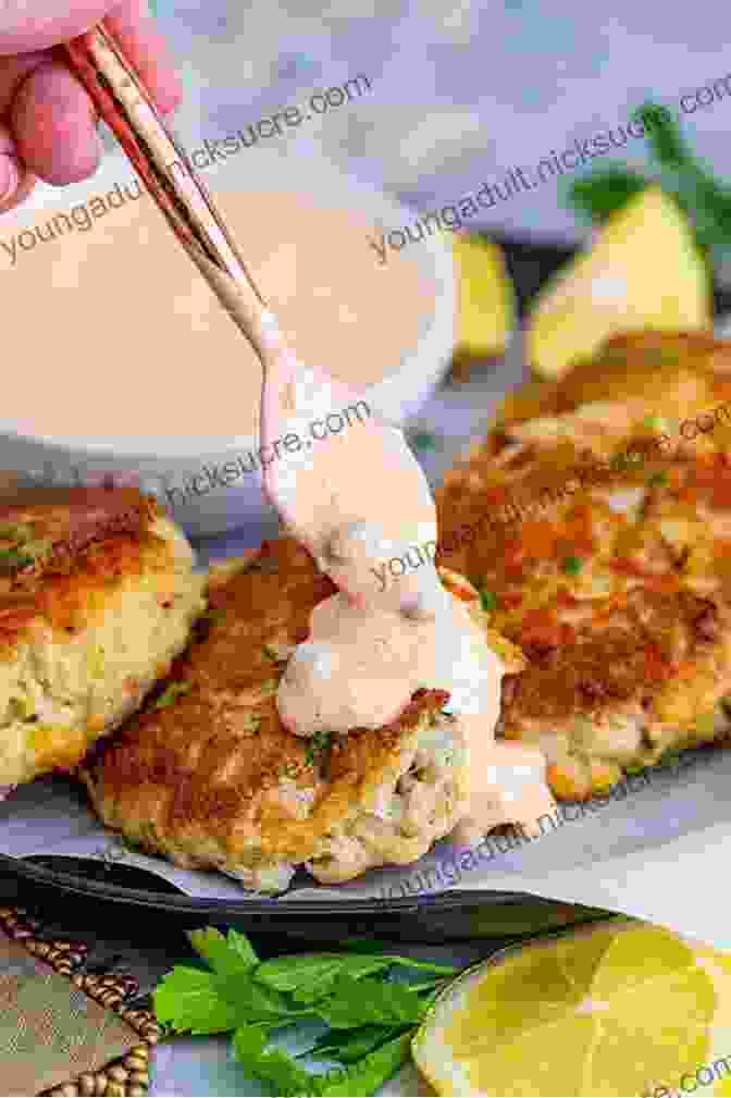 Golden Brown Crab Cakes, Crispy On The Outside, Tender On The Inside, Served With A Creamy Remoulade Sauce Crab: 50 Recipes With The Sweet Taste Of The Sea From The Pacific Atlantic And Gulf Coasts