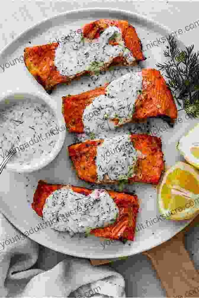 Grilled Salmon Fillet, Its Skin Perfectly Crisp, Served With A Refreshing Lemon Dill Sauce Crab: 50 Recipes With The Sweet Taste Of The Sea From The Pacific Atlantic And Gulf Coasts